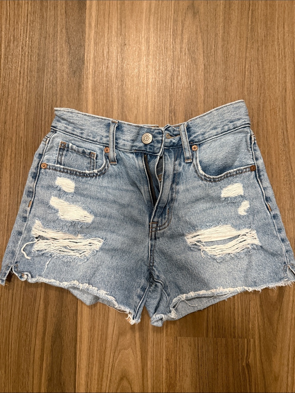Aeropostale Light Blue Distressed Denim Cutoff Shorts